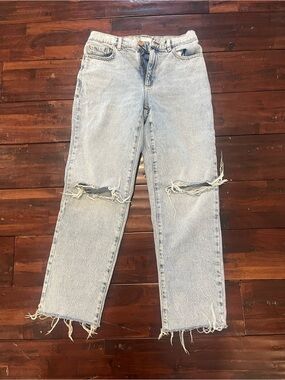 Garage vintage straight Light Blue Distressed High-Rise Women's Jeans